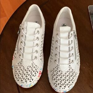 Rieker White Perforated Sneakers Sporty Casual